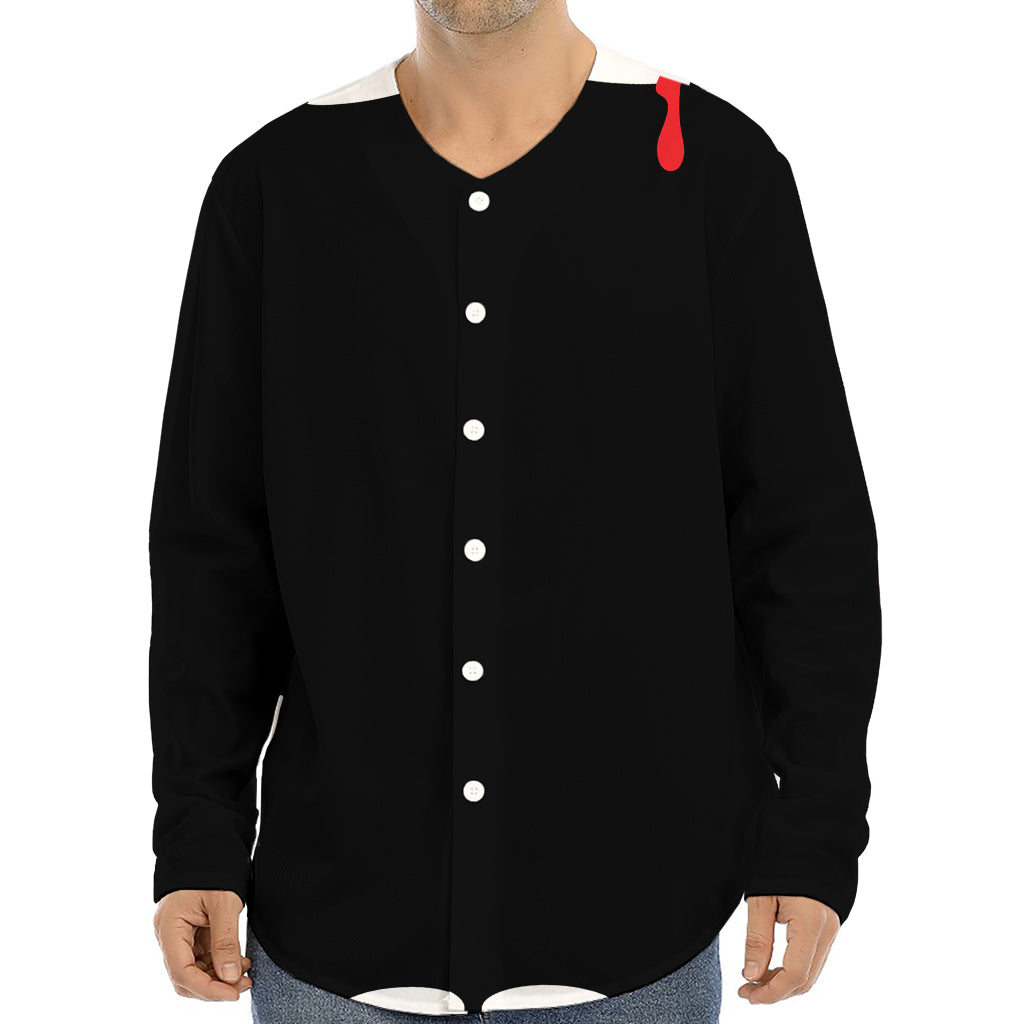 Dracula Fang Print Long Sleeve Baseball Jersey