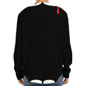 Dracula Fang Print Long Sleeve Baseball Jersey