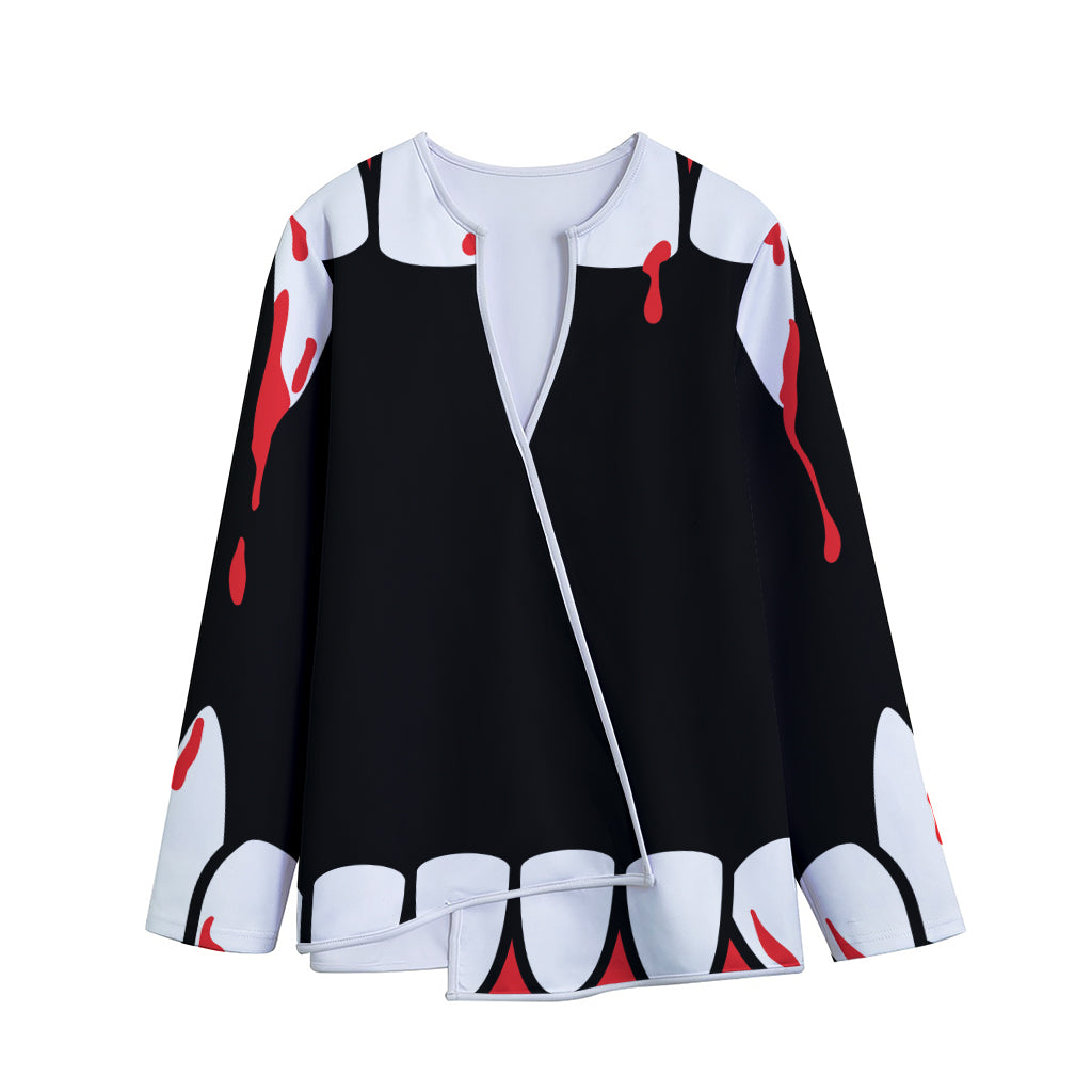 Dracula Fang Print Long Sleeve Short Coat