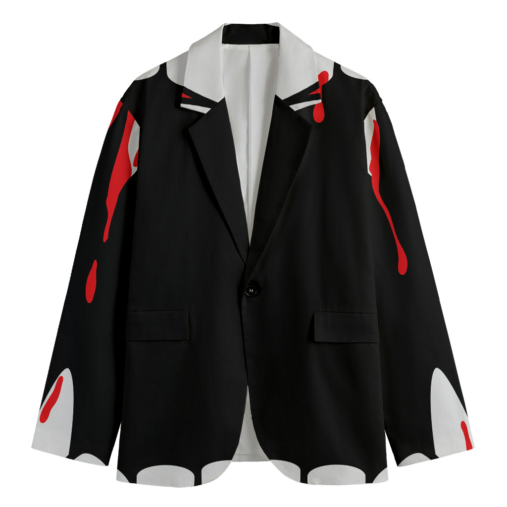 Dracula Fang Print Men's Blazer