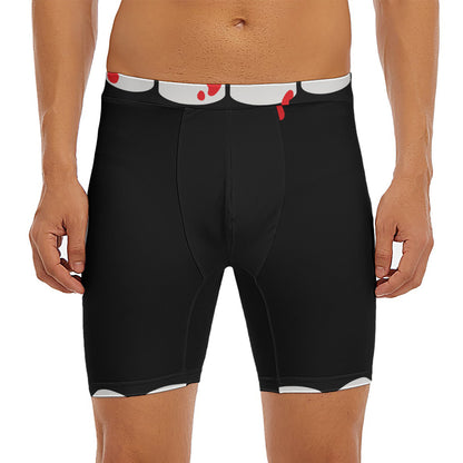 Dracula Fang Print Men's Long Boxer Briefs