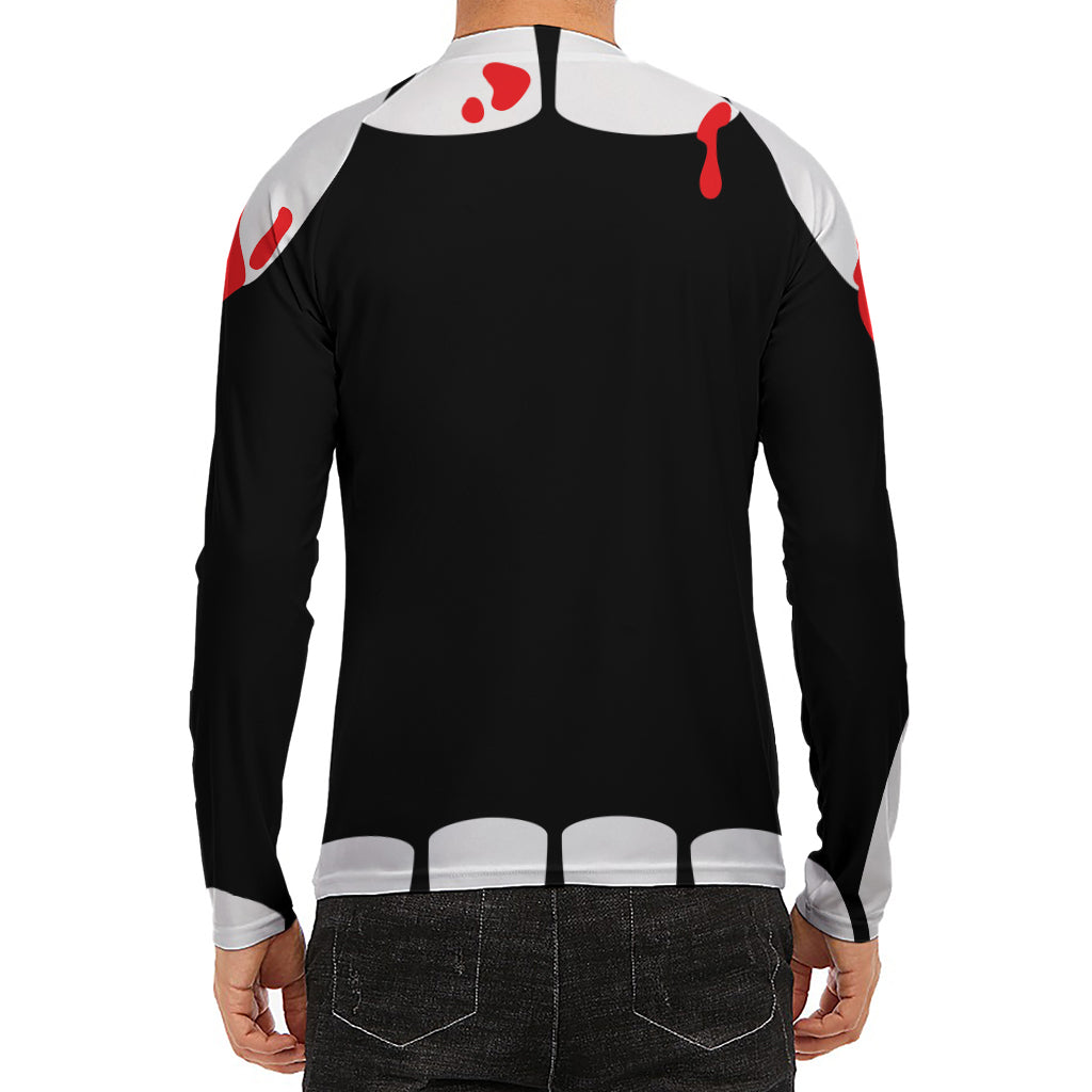 Dracula Fang Print Men's Long Sleeve Rash Guard