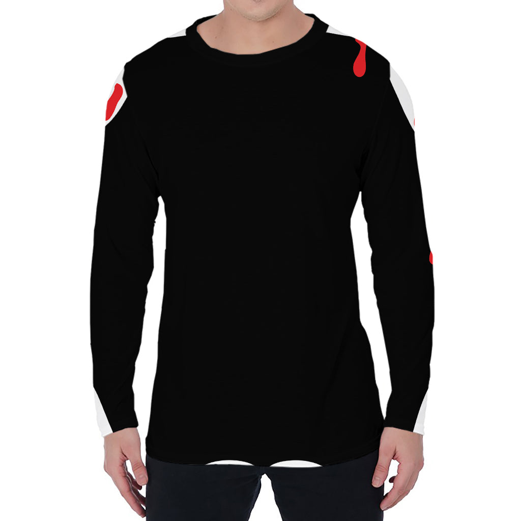 Dracula Fang Print Men's Long Sleeve T-Shirt