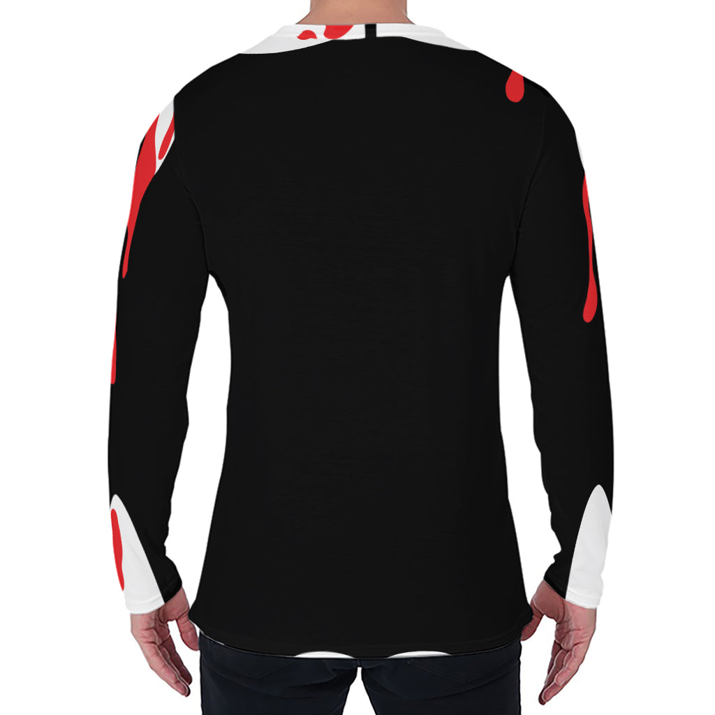 Dracula Fang Print Men's Long Sleeve T-Shirt