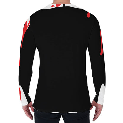 Dracula Fang Print Men's Long Sleeve T-Shirt