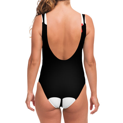 Dracula Fang Print One Piece Swimsuit