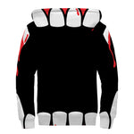 Dracula Fang Print Sherpa Lined Zip Up Hoodie