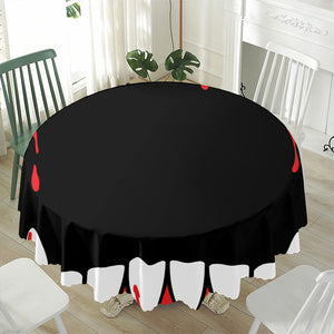 Dracula Fang Print Waterproof Round Tablecloth