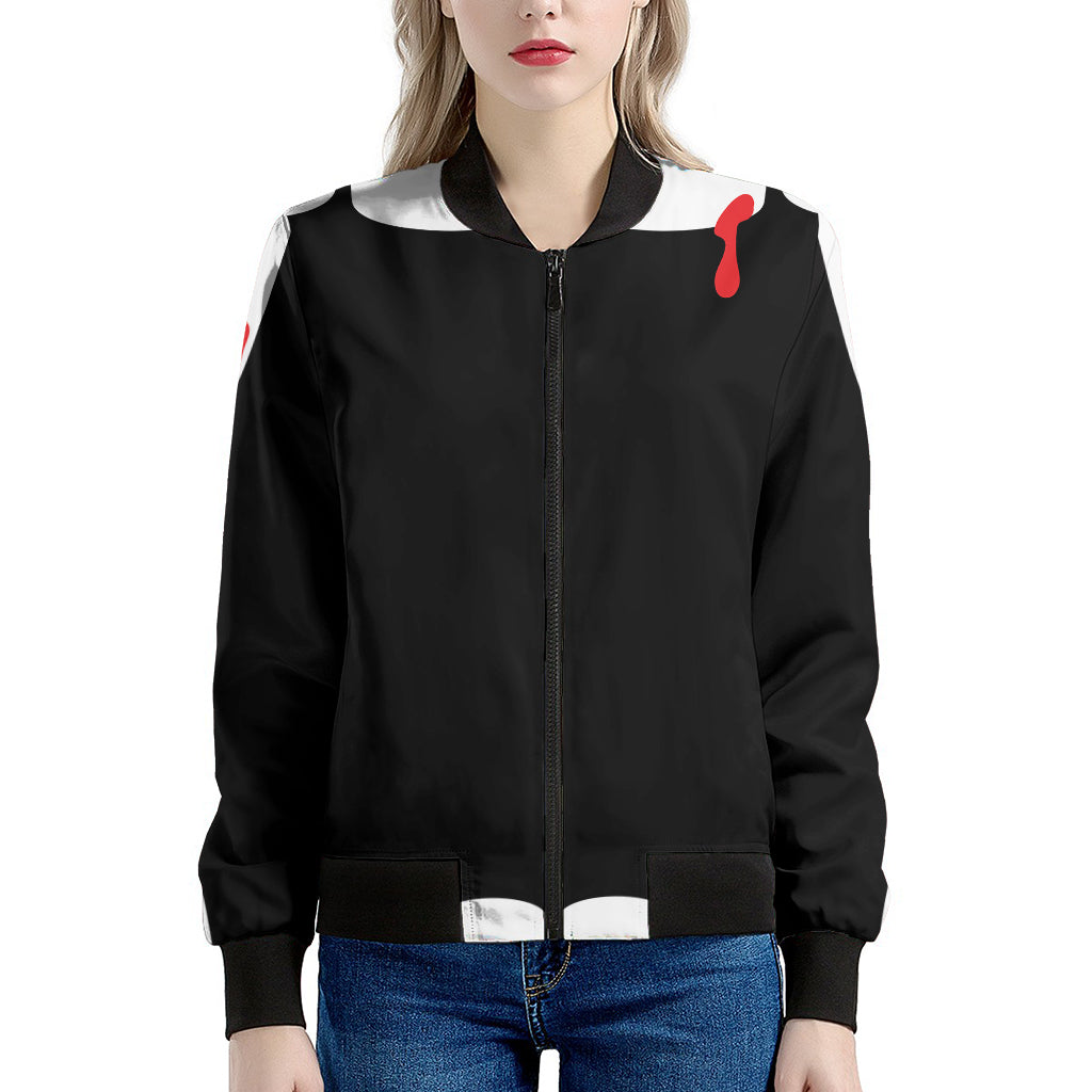 Dracula Fang Print Women's Bomber Jacket
