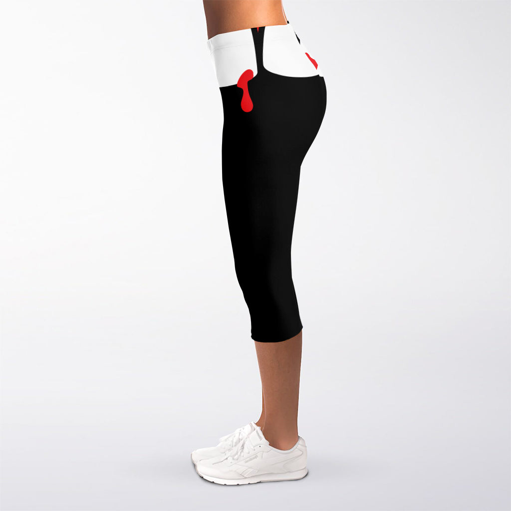 Dracula Fang Print Women's Capri Leggings
