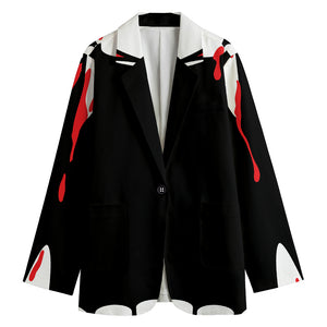 Dracula Fang Print Women's Cotton Blazer