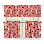 Dracula Pig Pattern Print 3 Piece Kitchen Curtains