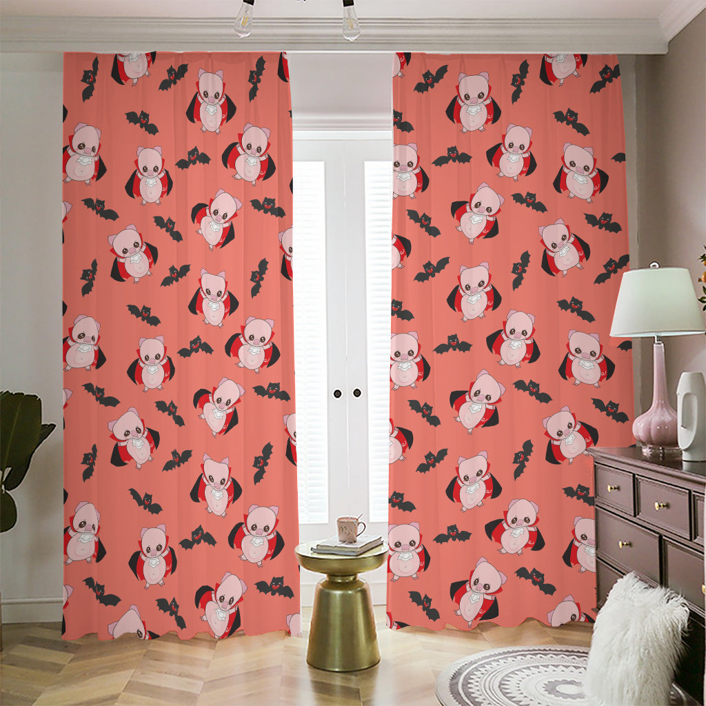 Dracula Pig Pattern Print Blackout Pencil Pleat Curtains