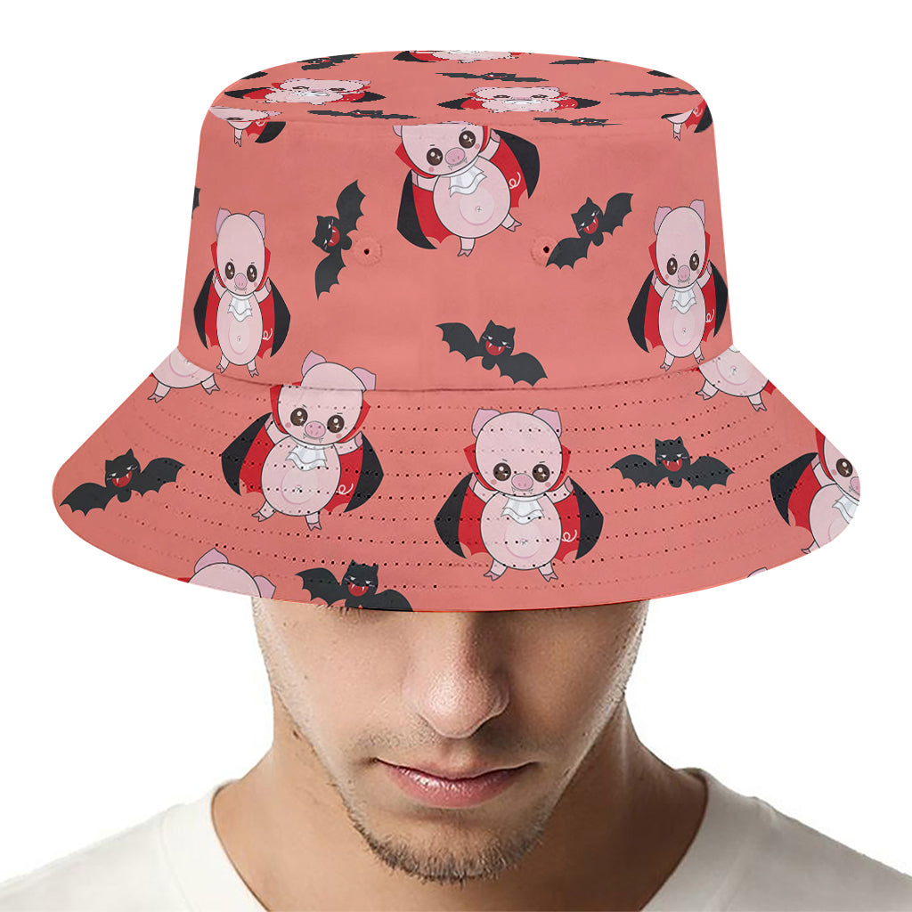 Dracula Pig Pattern Print Bucket Hat