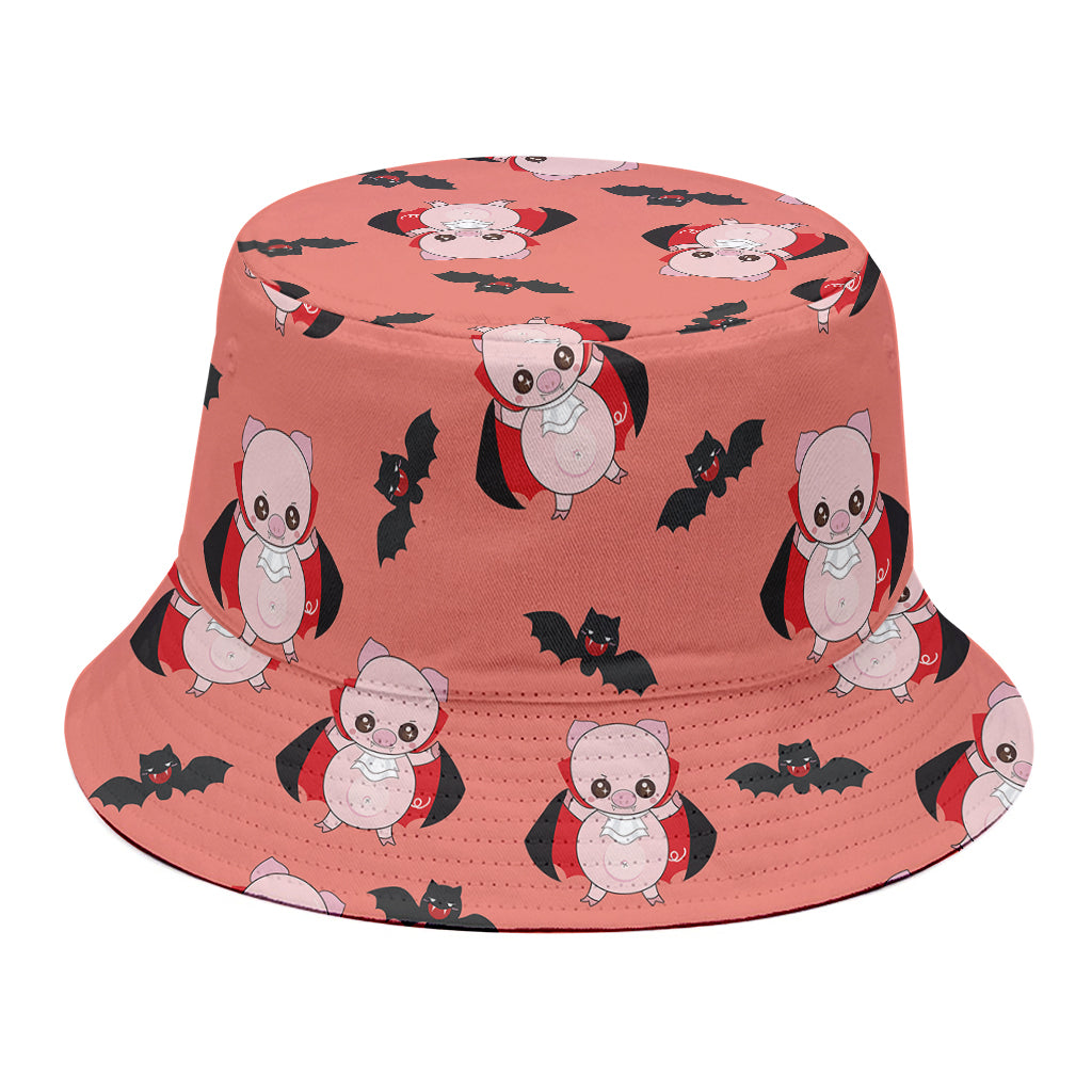 Dracula Pig Pattern Print Bucket Hat