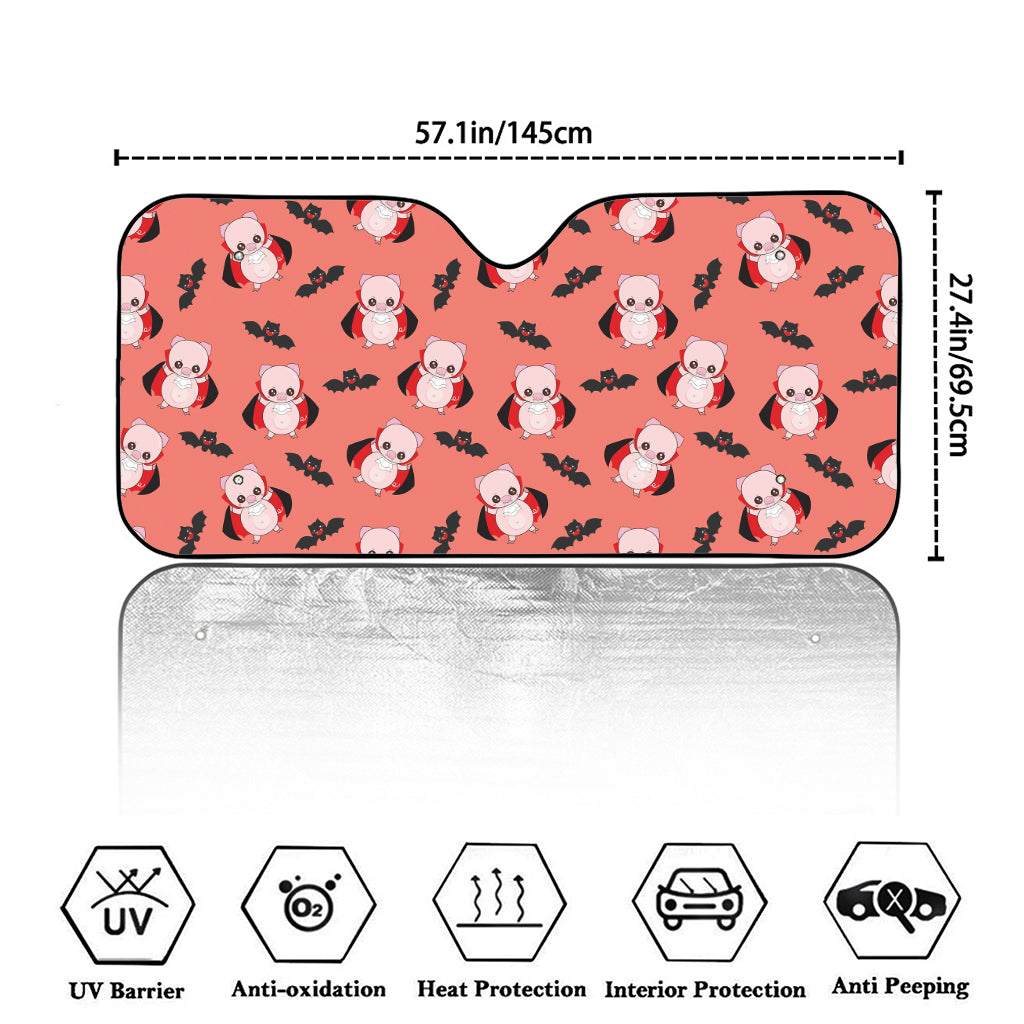 Dracula Pig Pattern Print Car Windshield Sun Shade