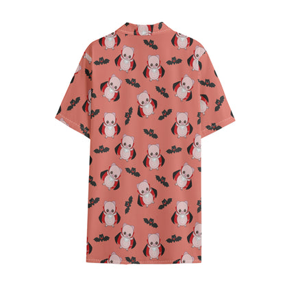 Dracula Pig Pattern Print Cotton Hawaiian Shirt