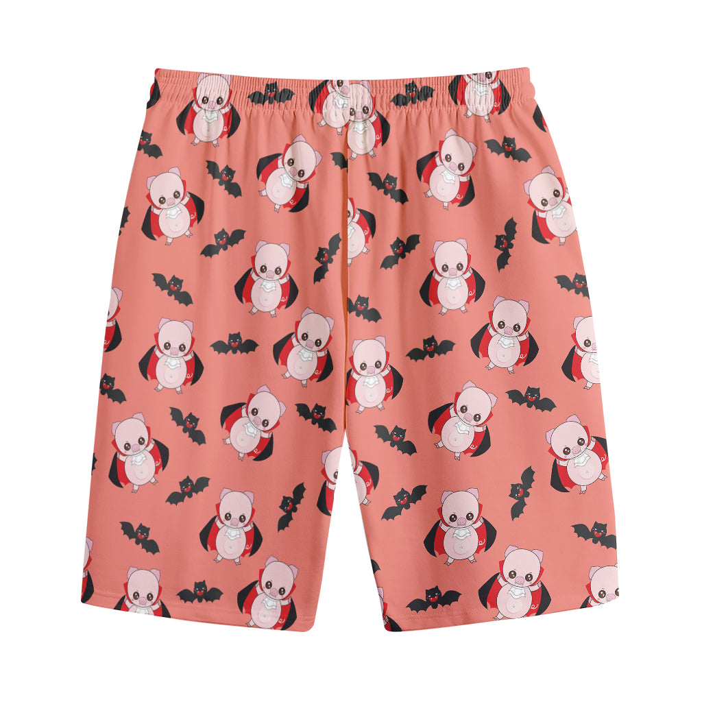 Dracula Pig Pattern Print Cotton Shorts