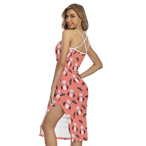 Dracula Pig Pattern Print Cross Back Cami Dress