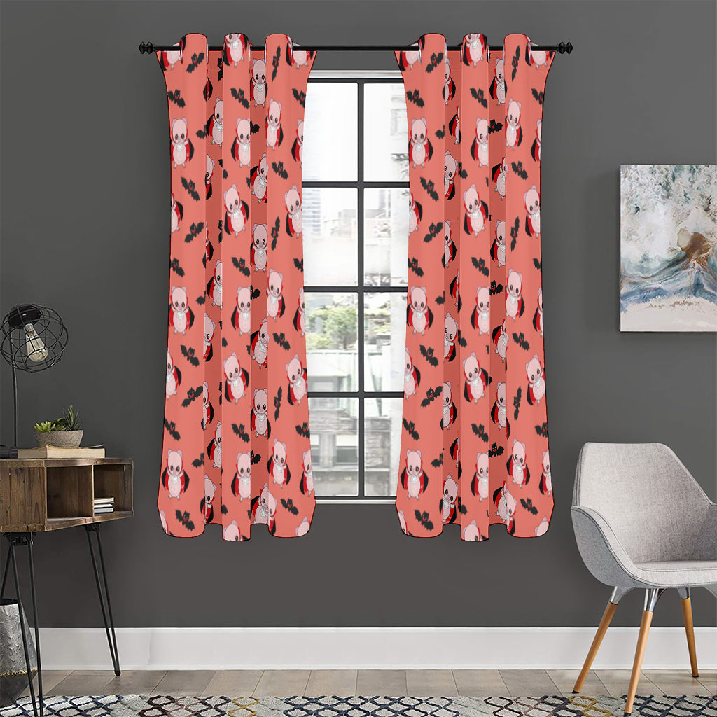 Dracula Pig Pattern Print Curtain