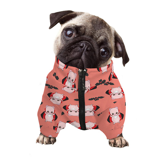 Dracula Pig Pattern Print Dog Zip Up Jacket