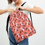 Dracula Pig Pattern Print Drawstring Backpack