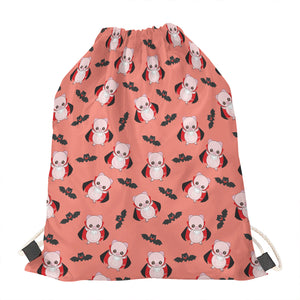 Dracula Pig Pattern Print Drawstring Bag