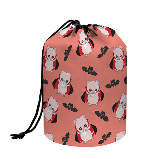 Dracula Pig Pattern Print Drawstring Makeup Bag