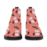 Dracula Pig Pattern Print Flat Ankle Boots