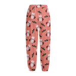 Dracula Pig Pattern Print Fleece Lined Knit Pants