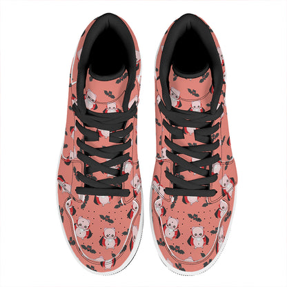 Dracula Pig Pattern Print High Top Leather Sneakers