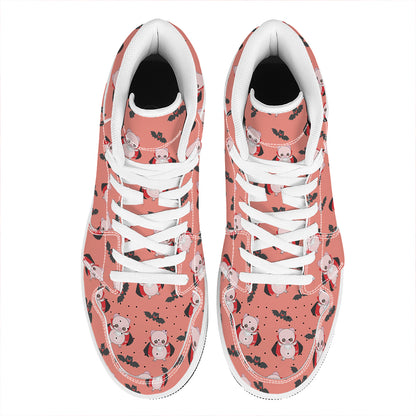 Dracula Pig Pattern Print High Top Leather Sneakers