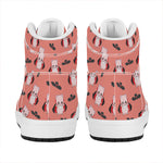 Dracula Pig Pattern Print High Top Leather Sneakers