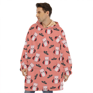 Dracula Pig Pattern Print Hoodie Blanket