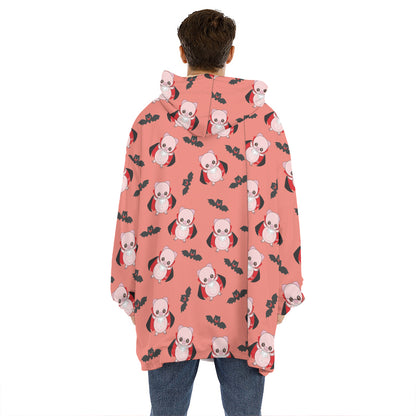 Dracula Pig Pattern Print Hoodie Blanket