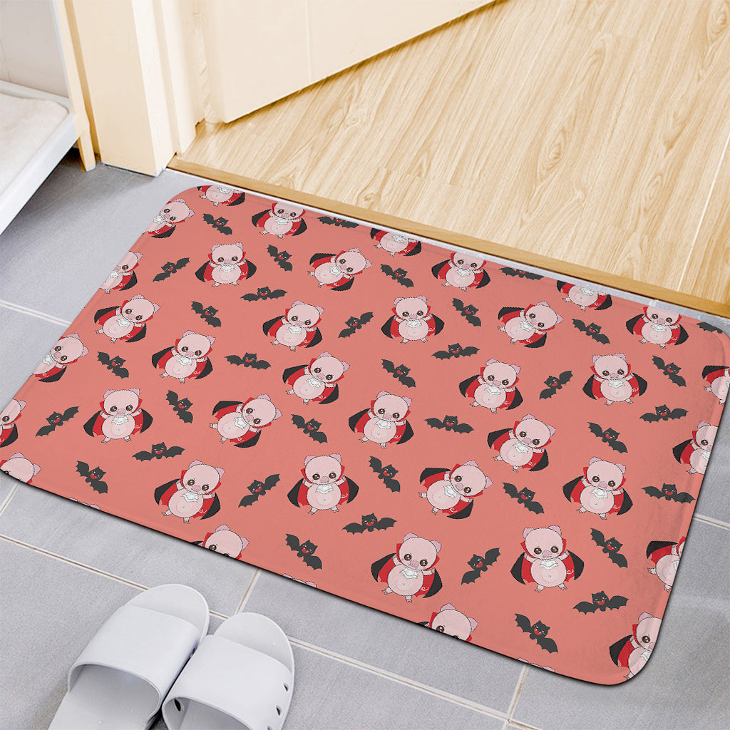 Dracula Pig Pattern Print Indoor Door Mat