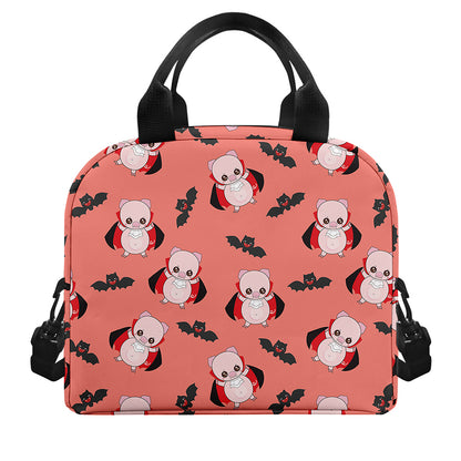 Dracula Pig Pattern Print Insulated Lunch Bag