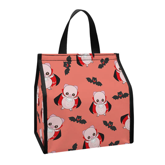 Dracula Pig Pattern Print Insulated Lunch Tote