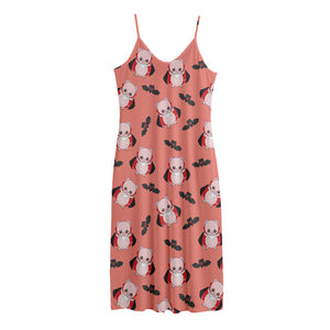 Dracula Pig Pattern Print Jersey Midi Cami Dress