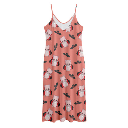 Dracula Pig Pattern Print Jersey Midi Cami Dress