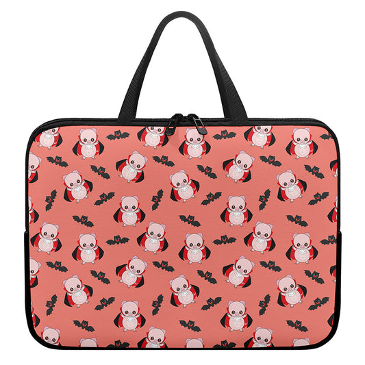 Dracula Pig Pattern Print Laptop Sleeve With Handle