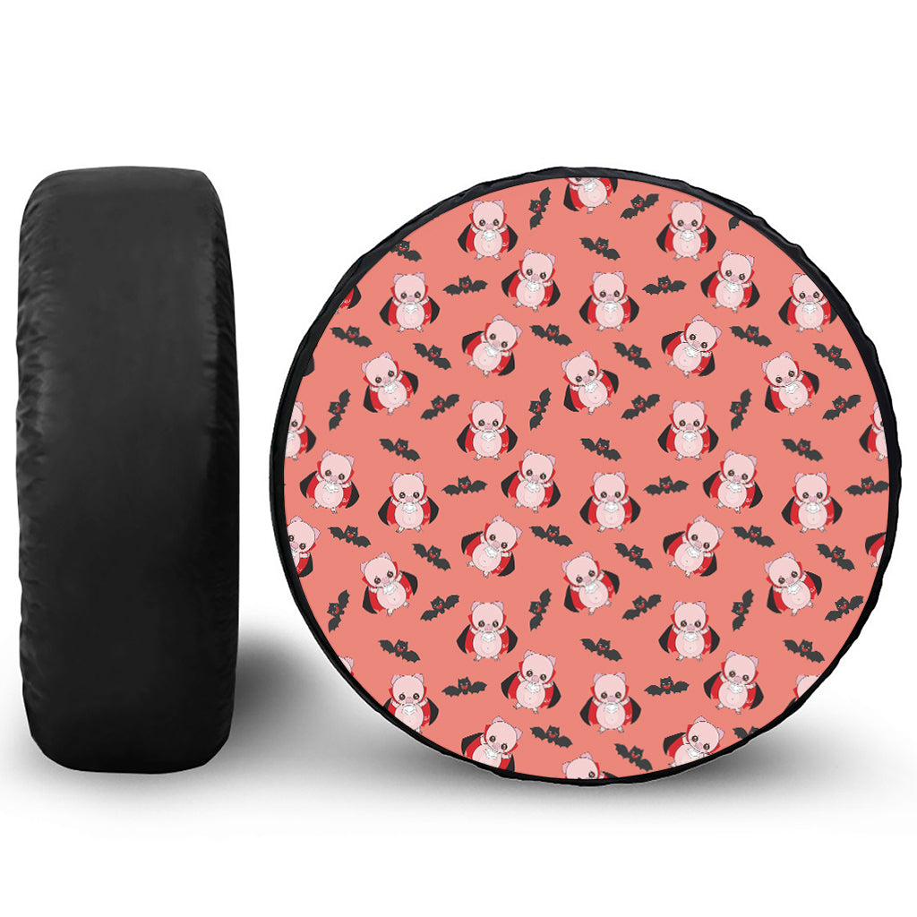 Dracula Pig Pattern Print Leather Spare Tire Cover