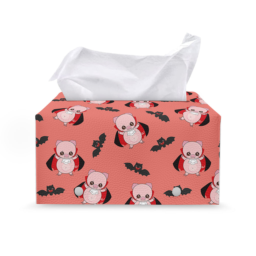 Dracula Pig Pattern Print Leather Tissue Box Cover