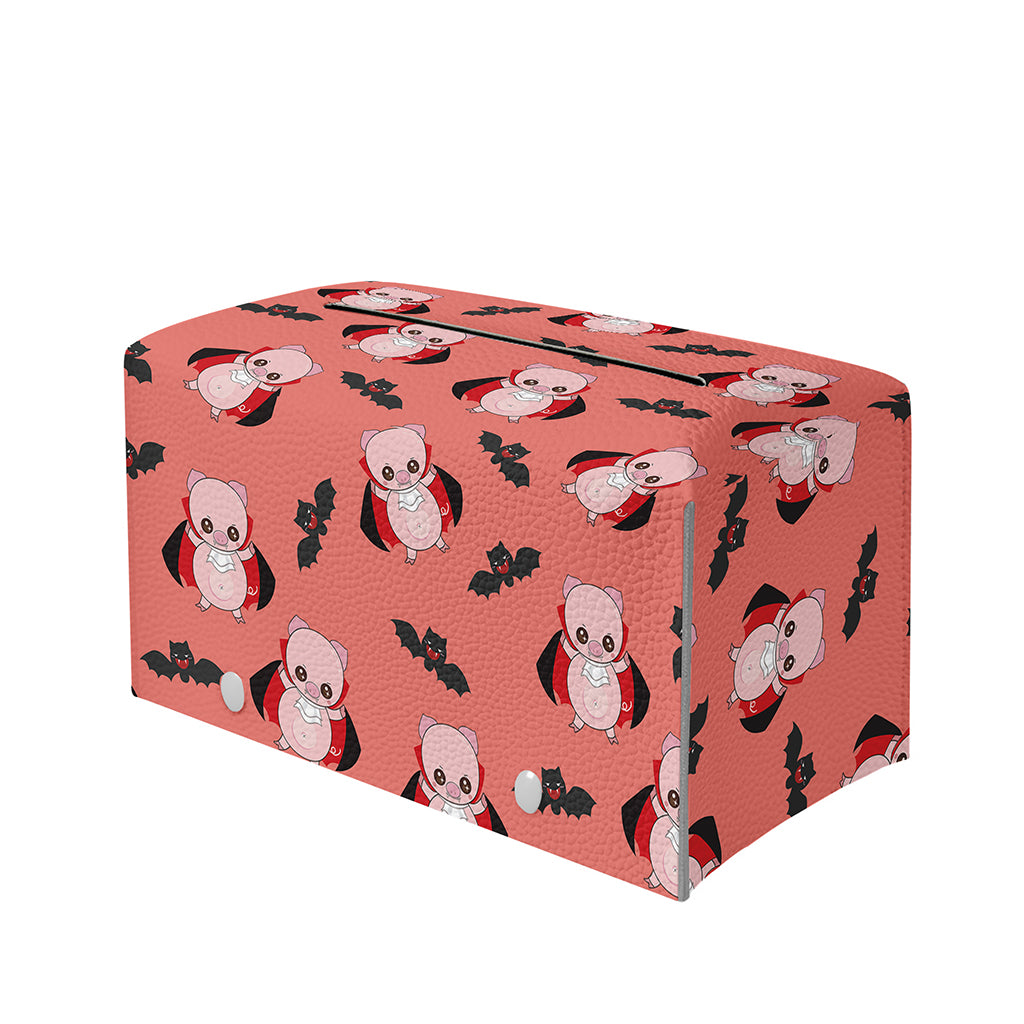Dracula Pig Pattern Print Leather Tissue Box Cover