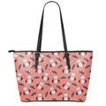 Dracula Pig Pattern Print Leather Tote Bag With Zipper