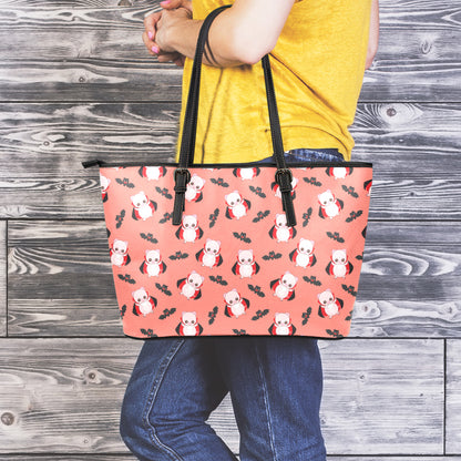 Dracula Pig Pattern Print Leather Tote Bag