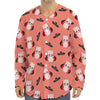 Dracula Pig Pattern Print Long Sleeve Baseball Jersey