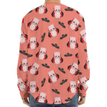 Dracula Pig Pattern Print Long Sleeve Baseball Jersey