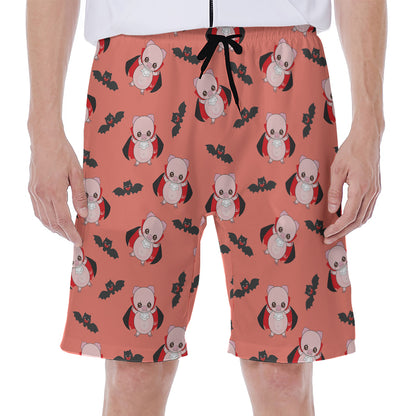 Dracula Pig Pattern Print Men's Beach Shorts