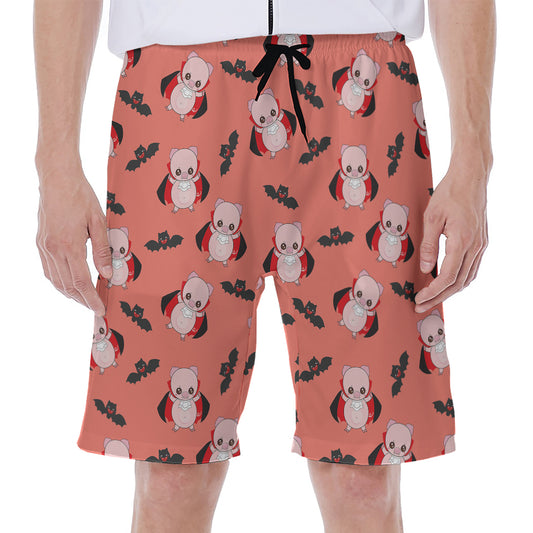 Dracula Pig Pattern Print Men's Beach Shorts